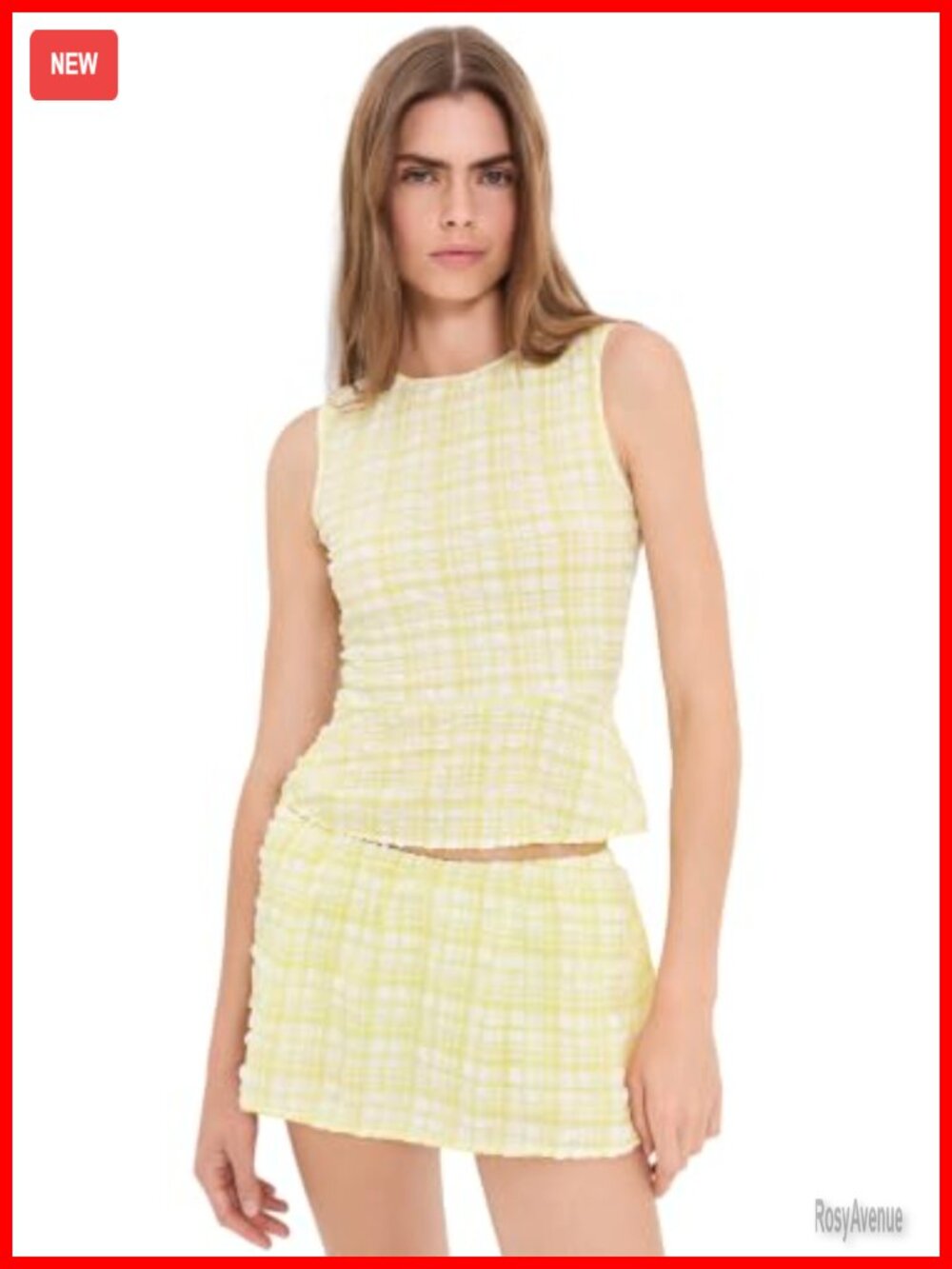 Women's Plaid Seersucker Sleeveless Tank Top Relaxed Fit Button Back